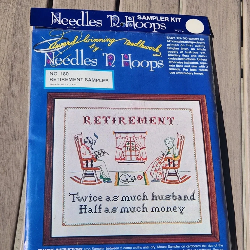 Needles 'N Hoops Retirement‎ Sampler Kit No 180 Vintage Cross Stitch Embroidery